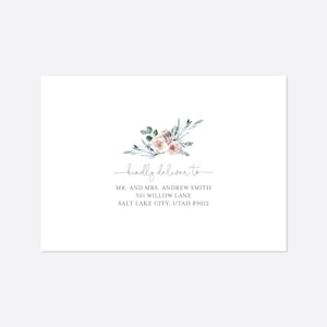 Boho Rose Wedding Envelope Addressing, Dusty Rose Wedding Envelope Addressing, Dusty Pink Wedding Envelope, Instant Download, Templett - WD5