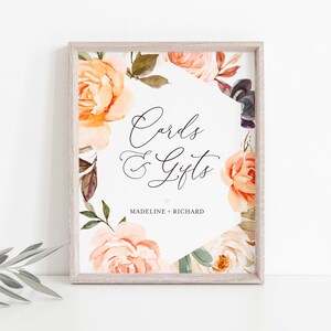 Enseigne pour cartes et cadeaux de mariage automne, enseigne pour cartes et cadeaux automne, enseigne de table, cartes et cadeaux floraux, téléchargement immédiat, Templett - WD25