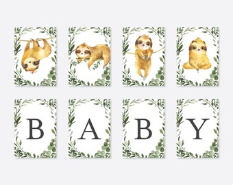 Sloth Baby Shower Party Banner, Sloth Party Banner, Baby Sloth Party Banner, Sloth Printables, Instant Download, Templett - BB13