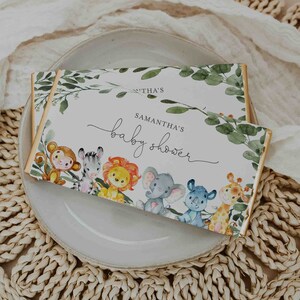 Jungle Baby Shower Chocolate Bar Wrapper, Jungle Chocolate Bar Wrapper, Safari Chocolate Bar Wrapper, Instant Download, Templett - BB14