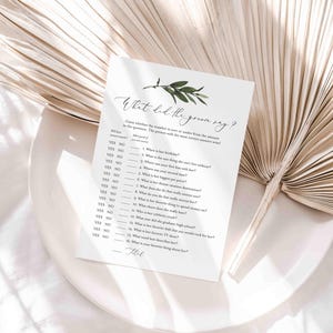 Greenery Bridal Shower What Did The Groom Say Game, Eucalyptus What Did The Groom Say Game, Blush Garden, Instant Download, Templett - BR23