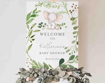 Elephant Baby Shower Welcome Sign, Little Peanut Baby Shower Welcome Sign, Elephant Welcome Sign, Instant Download, Templett - BB33