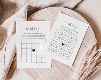 Modern Bridal Shower Bingo Game, Minimal Bridal Shower Bingo Game, Minimalist Bridal Shower Game, Instant Download, Templett - BR26