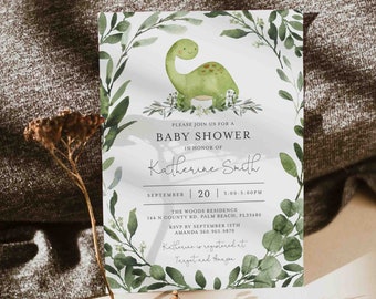Dinosaur Baby Shower Invitation, Dinosaur Baby Shower Invite, Boy Baby Shower Invitation, Dinosaur Invite, Instant Download, Templett -BB12B