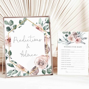 Prédictions et conseils de baby shower de Boho Rose, prédictions et conseils de Boho Rose, prédictions et conseils de Boho, téléchargement immédiat, Templett- BB5