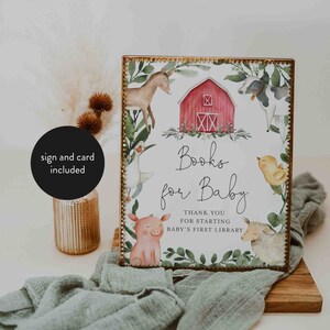 Boerderij baby shower boeken voor baby, boerderij boeken voor baby, boerderij dieren boeken voor baby teken, boeken aanvraag kaart, Instant Download, Templett - BB9