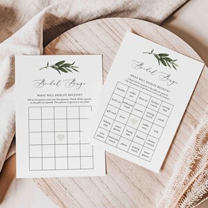 Greenery Bridal Shower Bingo Game, Eucalyptus Bridal Shower Bingo Game, Foliage Bridal Shower Bingo Game, Instant Download, Templett - BR23