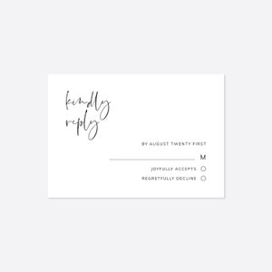 Modern Wedding RSVP Card, Minimal RSVP Card, Minimalist Wedding Reply Card, Modern Response Card, Instant Download, Templett - WD26