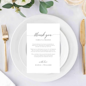 Nota de agradecimiento para bodas modernas, nota de agradecimiento minimalista, nota de agradecimiento para bodas elegante, descarga instantánea, Templett - WD64