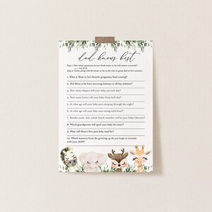 Safari Baby Shower Dad Knows Best Game, Safari Dad Knows Best Game, Jungle Dad Knows Best Game, Instant Download, Templett - BB19
