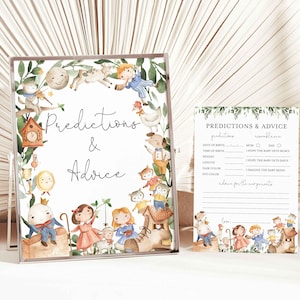 Prédictions et conseils de baby shower comptine, prédictions et conseils de comptine, panneau de conseils pour la chambre d'enfant, téléchargement immédiat, Templett-BB16
