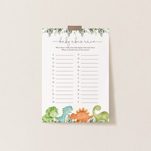 Dinosaur Baby Shower ABC Game, Dinosaur ABC Race Game, Dinosaur Alphabet Baby Item, Baby Shower Game, Instant Download, Templett - BB12