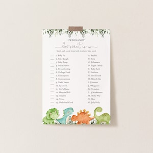 Dinosaur Baby Shower Pregnancy How Sweet It is Game, Dinosaur Pregnancy How Sweet It is Game, Candy Game, Instant Download, Templett - BB12
