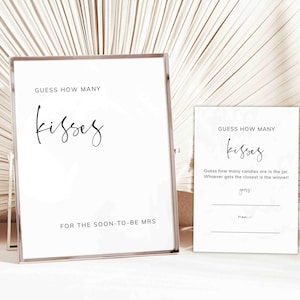 Modern Bridal Shower Guess How Many Kisses Game, Bridal Shower How Many Kisses For The-Soon-To-Be Mrs, Instant Download, Templett - BR26