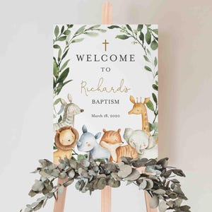Safari Baptism Welcome Sign, Safari Welcome Sign, Safari Animals Welcome Sign, Jungle Welcome Sign, Instant Download, Templett - RL8