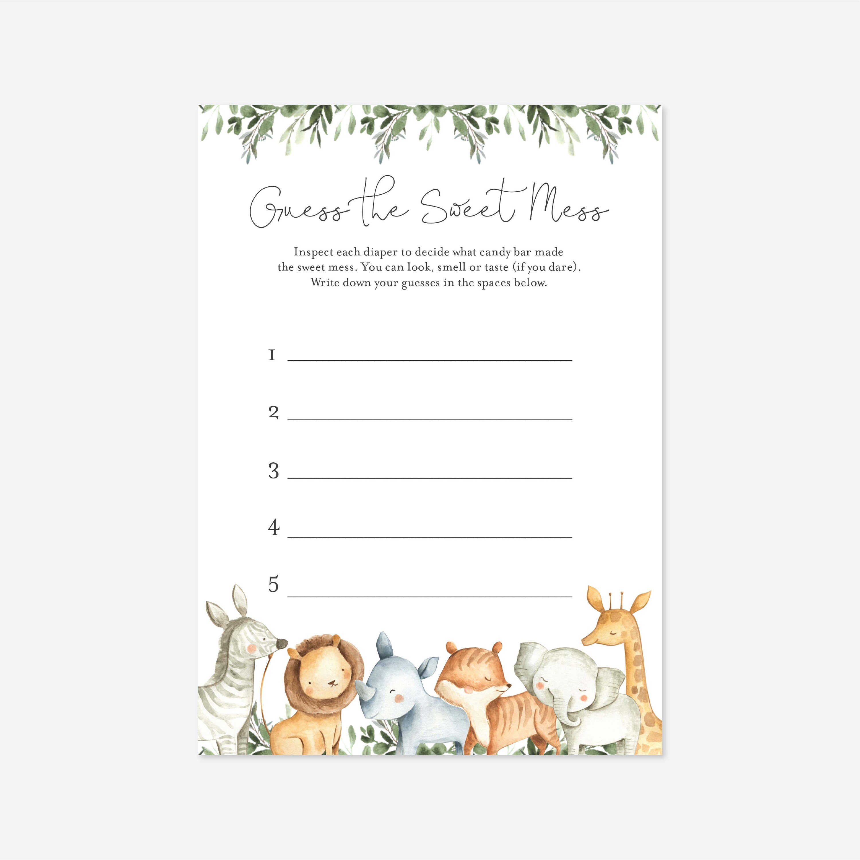 Safari Baby Shower Guess the Sweet Mess Game Safari Guess the - Etsy