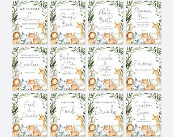 Safari Baby Shower Table Signs Bundle, Safari Baby Shower Custom Signs, Safari Baby Shower Bundle, Instant Download, Templett - BB8