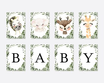 Safari Baby Shower Party Banner, Safari Party Banner, Jungle Party Banner, Safari Baby Shower Decorations, Instant Download, Templett - BB19