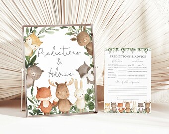 Förutsägelser och råd om babyshower i skogen, förutsägelser och råd om skogsdjur, babyshowerspel, direktnedladdning, Templett - BB10