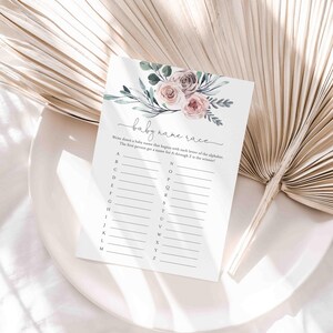 Boho Rose babyshower naam racespel, Boho Rose naam racespel, Boho naam racespel, bloemennaam racespel, direct downloaden, Templett - BB5