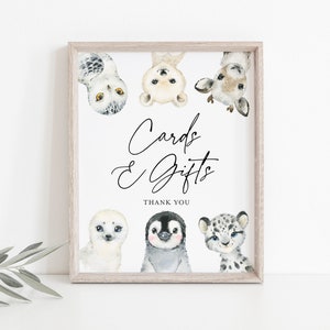 Zimowe karty i prezenty na baby shower, Zimowe karty i prezenty, Arktyczne zwierzęta, Karty i prezenty, Natychmiastowe pobieranie, Templett - BB21