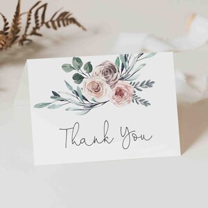 Boho Rose Baby-Dusche-Dankeschön-Karte, Boho Rose Dankeschön-Karte, Boho Dankeschön-Karte, Blumen Dankeschön-Karte, Sofort Download, Templett - BB5
