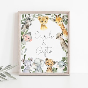 Bord Safari-kaarten en cadeaus babyshower, bord Safari-kaarten en cadeaus, bord Jungle-kaarten en cadeaus, direct downloaden, Templett - BB29