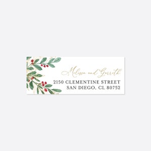 Christmas Wedding Return Address Label, Christmas Wedding Envelope Label, Winter Wedding Return Address, Instant Download, Templett - WD24