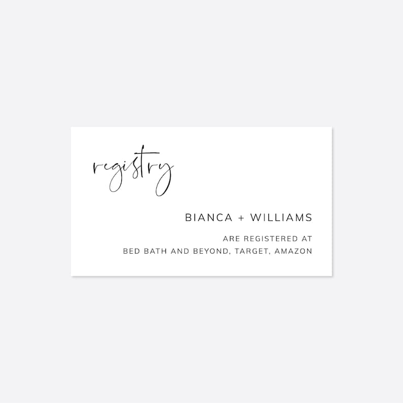 Modern Wedding Registry Card, Minimal Wedding Registry Card, Wedding ...