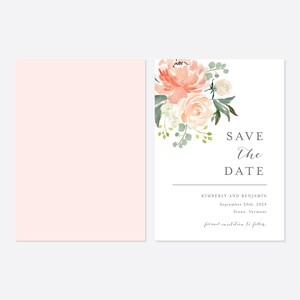 Pfirsich und Creme Hochzeit Save the Date Karte, Hochzeitsdatum, Bekanntgabe des Hochzeitsdatums, Hochzeit Save the Date, Blumenhochzeit, Instant Download, Templett-BT2 Bild 2