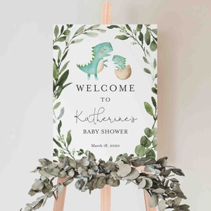 Dinosaur Baby Shower Welcome Sign, Dinosaur Welcome Sign, Dinosaur Baby Shower Sign, Printable Sign, Instant Download, Templett - BB12D