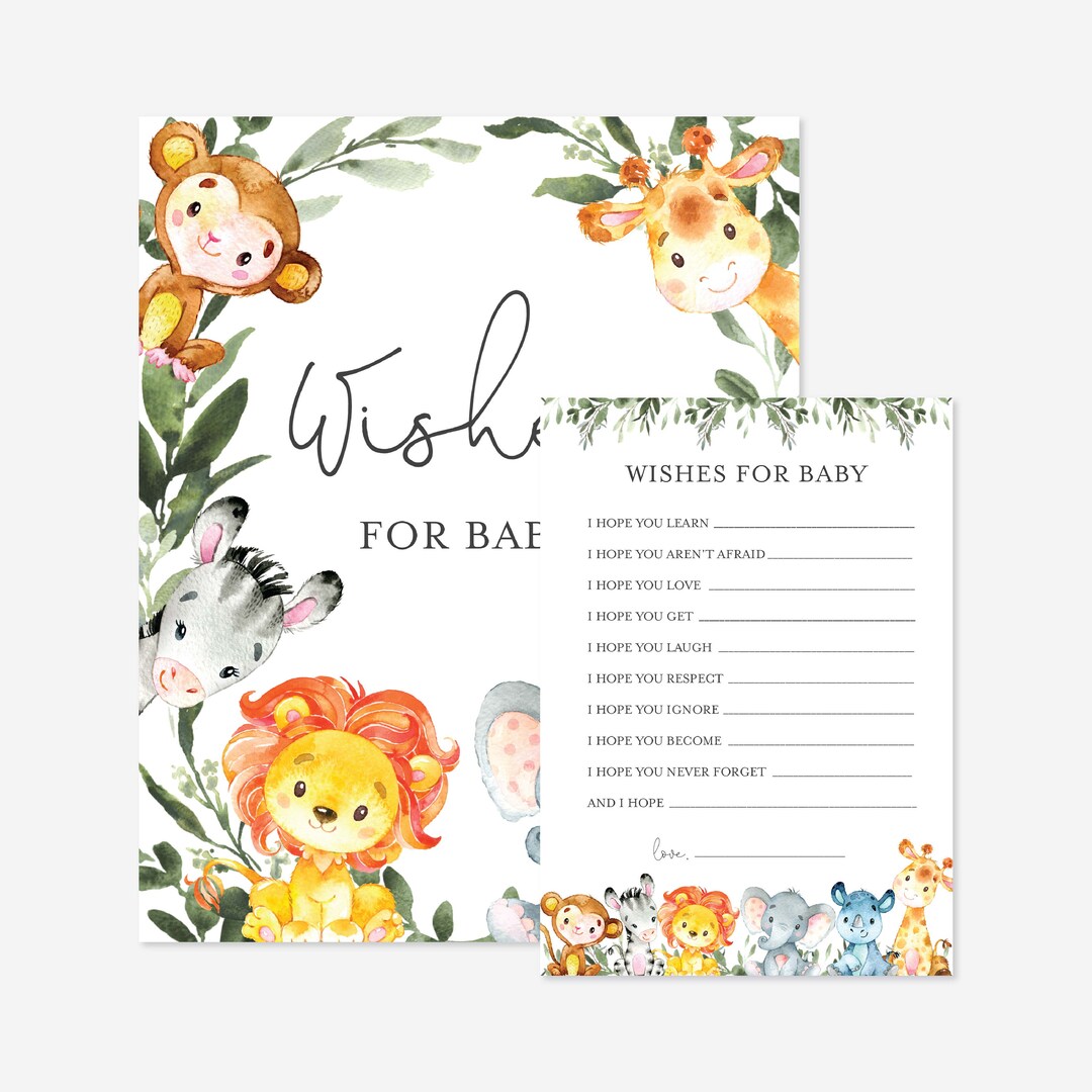Jungle Baby Shower Wishes for Baby, Jungle Wishes for Baby, Safari ...
