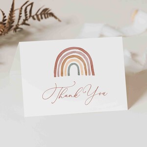 Regenbogen-Babyparty-Dankeschön-Karte, Boho, Regenbogen-Dankeschön-Karte, Regenbogen-Dankeschön-Karte, Boho Danke, Instant Download, Templett - BB18