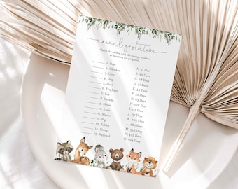Woodland Baby Shower Animal dracht spel, Woodland dracht spel, Woodland Animal dracht spel, Instant Download, Templett - BB27