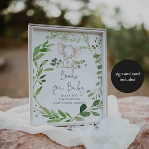Olifant baby shower boeken voor baby, kleine pinda boeken voor baby, baby olifant boeken aanvraagkaart, Instant Download, Templett - BB33