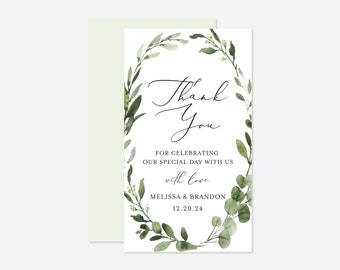 Greenery Wedding Favor Tag, Eucalyptus Wedding Favor Tag, Foliage Wedding Favor Tag, Garden Wedding, Instant Download, Templett - WD23