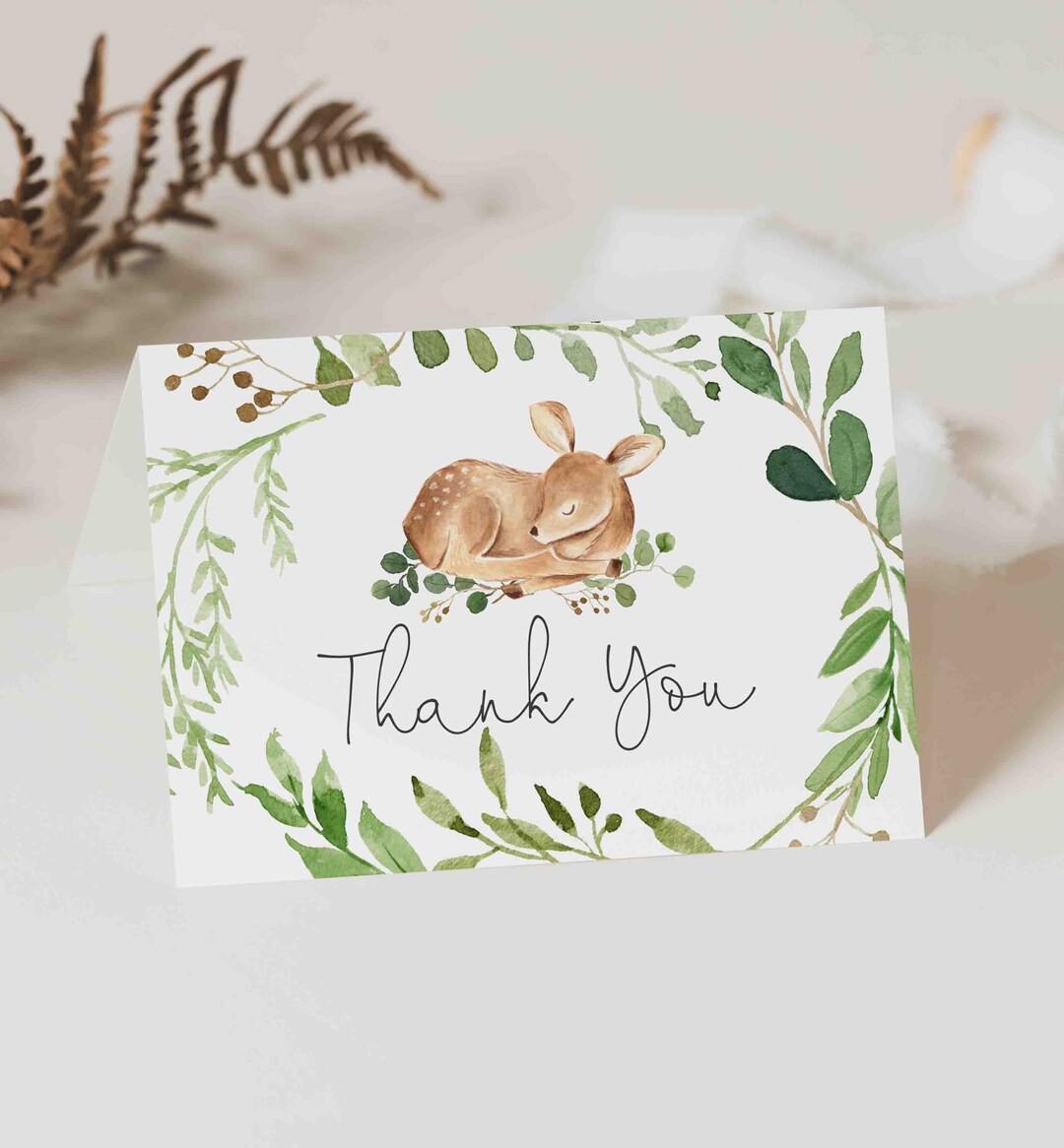 Deer Baby Shower Thank You Card, Little Deer Baby Shower Thank You Card ...