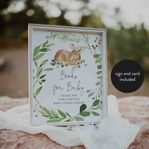 Reh-Baby-Dusche-Bücher für Baby, kleine Rehe Bücher für Baby, Baby Reh Bücher Anfrage Karte, Instant Download, Templett - BB31