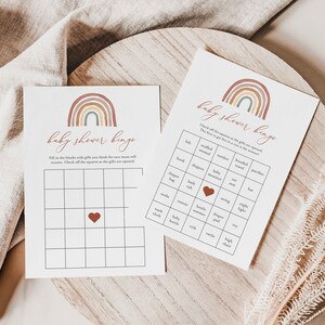 Gra Bingo Rainbow Baby Shower, Gra Bingo Boho Rainbow, Gra Bingo Rainbow, Gra Bingo Boho, Natychmiastowe pobieranie, Templett - BB18