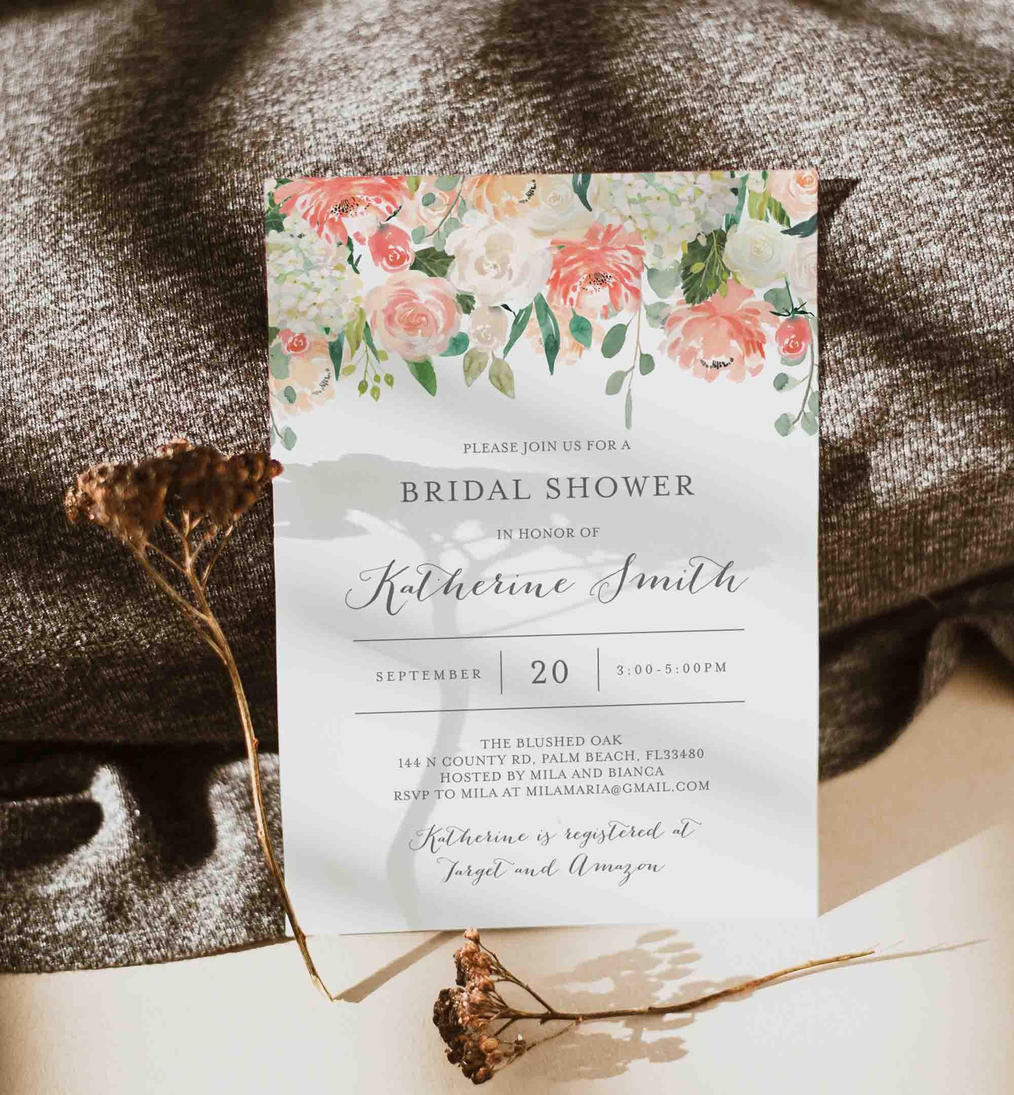 Peach and Cream Bridal Shower Invitation, Bridal Shower Invitation, Bridal  Shower Invite, Floral Invitation, Instant Download, Templett- BR2 - Etsy, image size:2000x2158