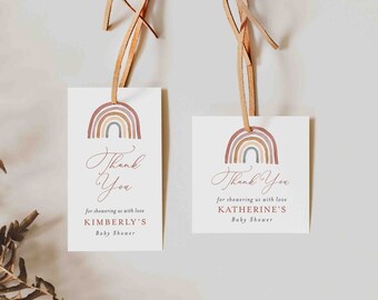 Rainbow Baby Shower Favor Tag, Rainbow Favor Tag, Boho Rainbow Favor Tag, Rainbow Favor Label, Gift Tag, Instant Download, Templett - BB18