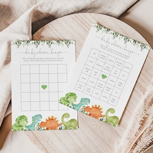 Dinosaurus baby shower bingospel, dinosaurus bingospel, dinosaurus baby shower spel, dinosaurus babyspel, Instant Download, Templett - BB12