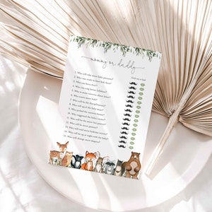 Woodland Baby Shower Mama oder Papa Spiel, Waldtiere Mama oder Papa Spiel, Waldtiere Mama oder Papa Spiel, Instant Download - BB15