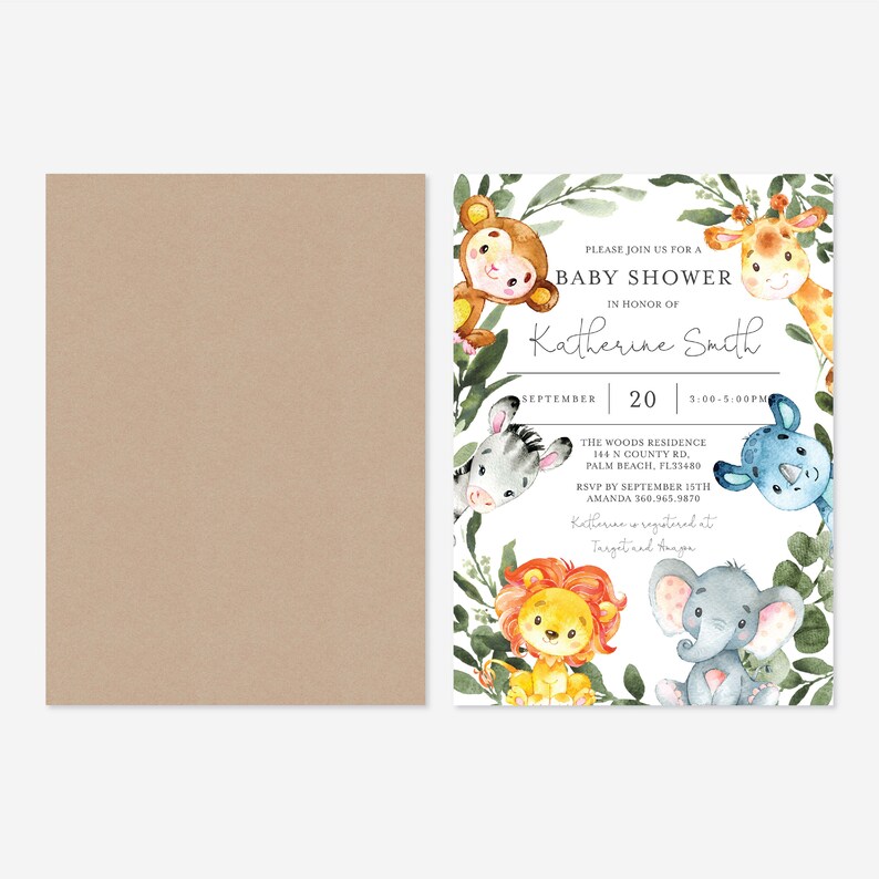 Jungle Baby Shower Invitation Jungle Baby Shower Invitation Etsy