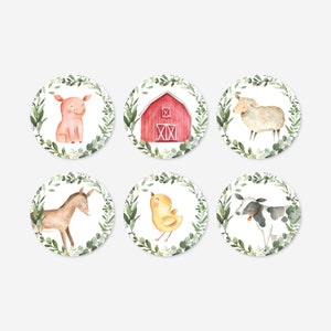 Farm Baby Shower Cupcake Toppers And Cupcake Wrappers, Farm Cupcake Toppers, Farm Cupcake Wrappers, Farm Animal Baby Shower, Templett - BB9