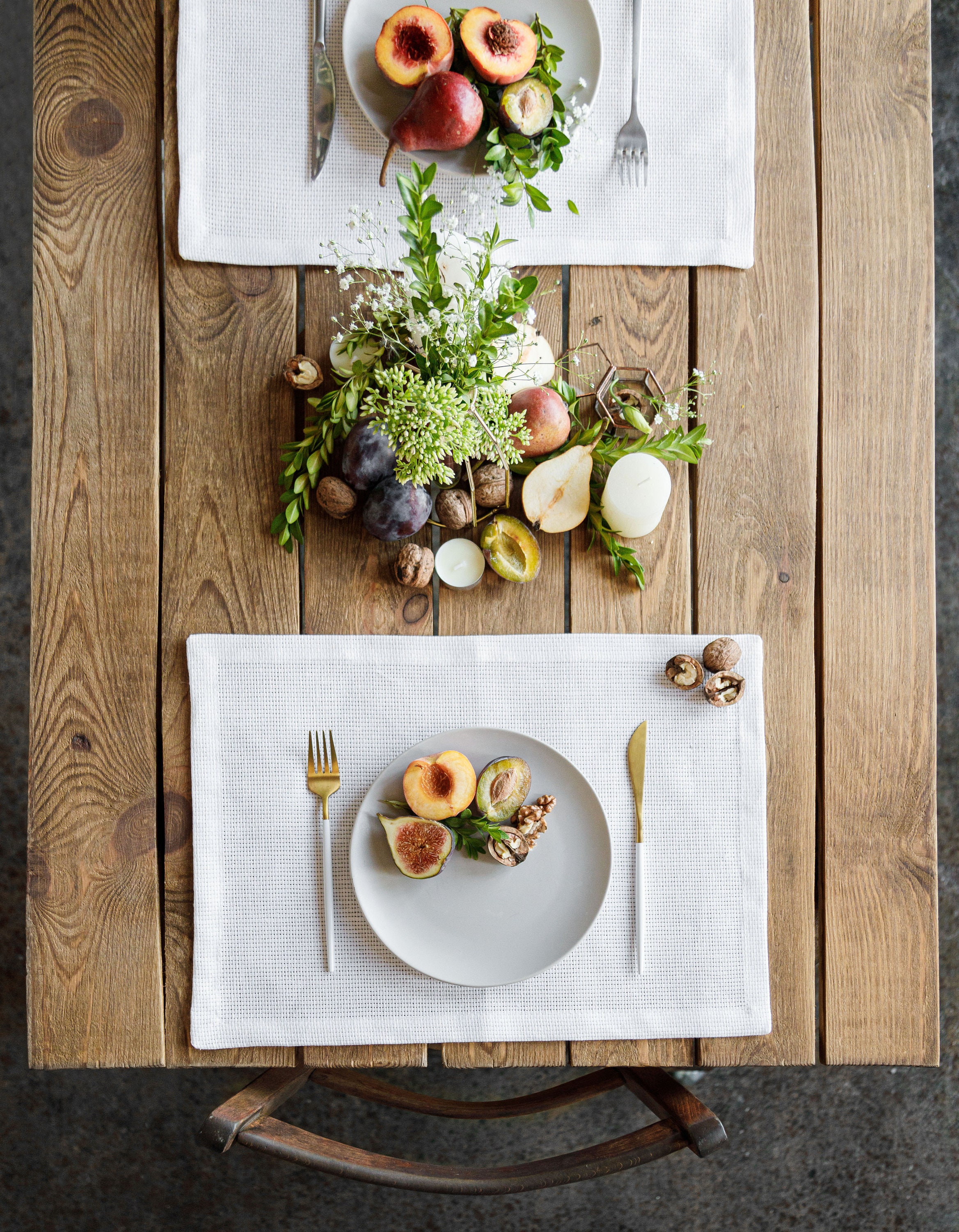 White cotton placemat set of 2 Etsy