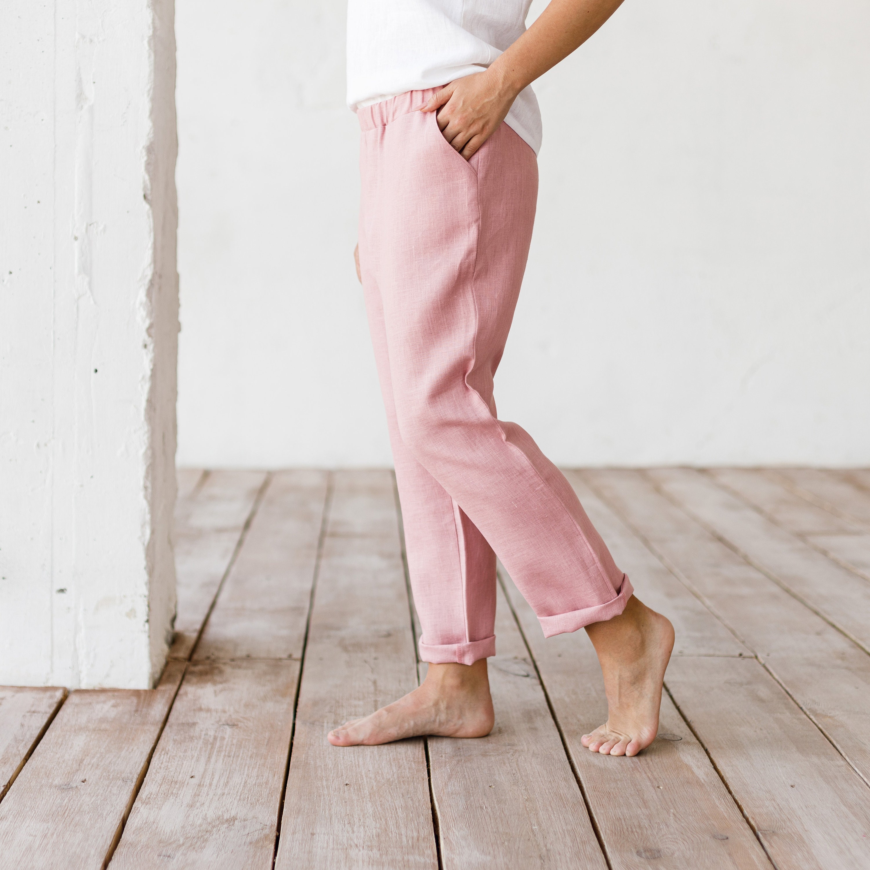 Women's linen pants natural loose linen pants Etsy