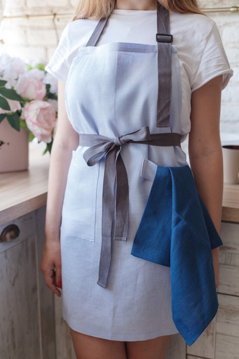 women blue skies clothing Kitchen linen apron foodie gift cooking baking work apron