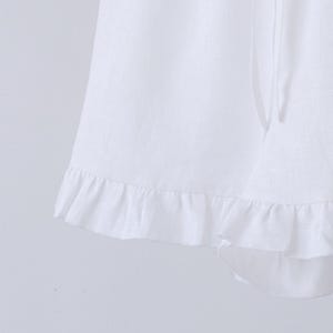 RUFFLE LINEN SHORTS with high waist for women, ruffle hem shorts with elastic waist, summer womens shorts, plus size shorts, shorts & skorts image 17