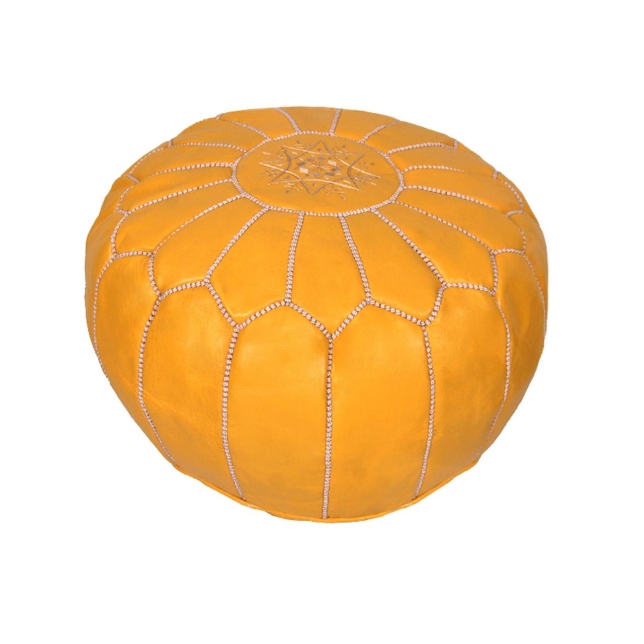 Moroccan Pouf Leather Cover Etsy Handmade Yellow Leather Etsy